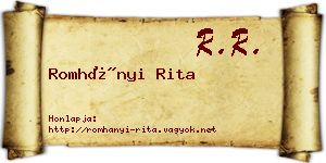 Romhányi Rita névjegykártya
